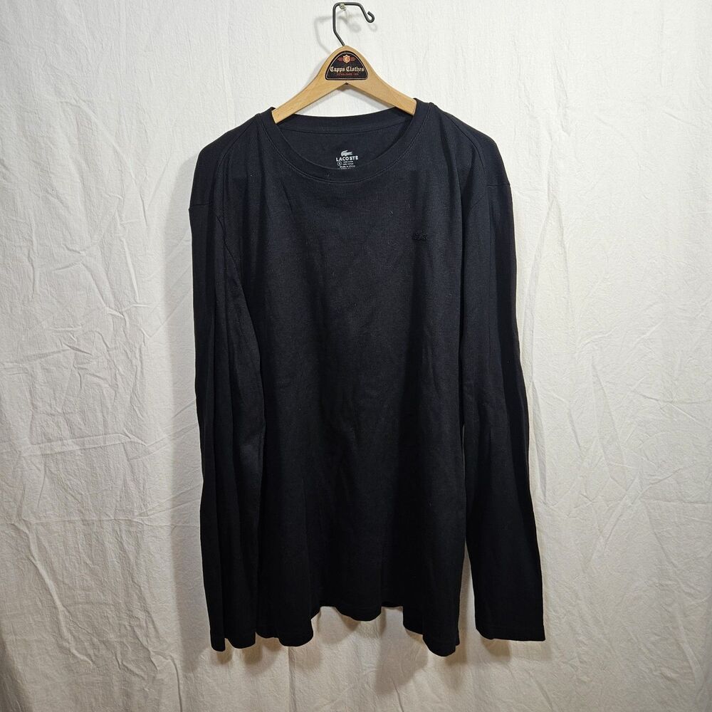Lacoste Shirt Mens 8 Black Tee Casual Preppy Long Sleeve Thermal